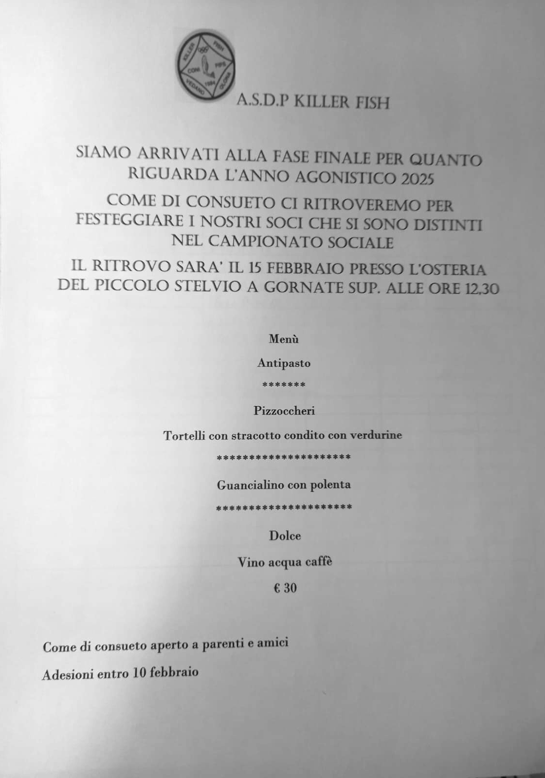 Un Anno di Traguardi: KillerFish si Riunisce all’Osteria Piccolo Stelvio